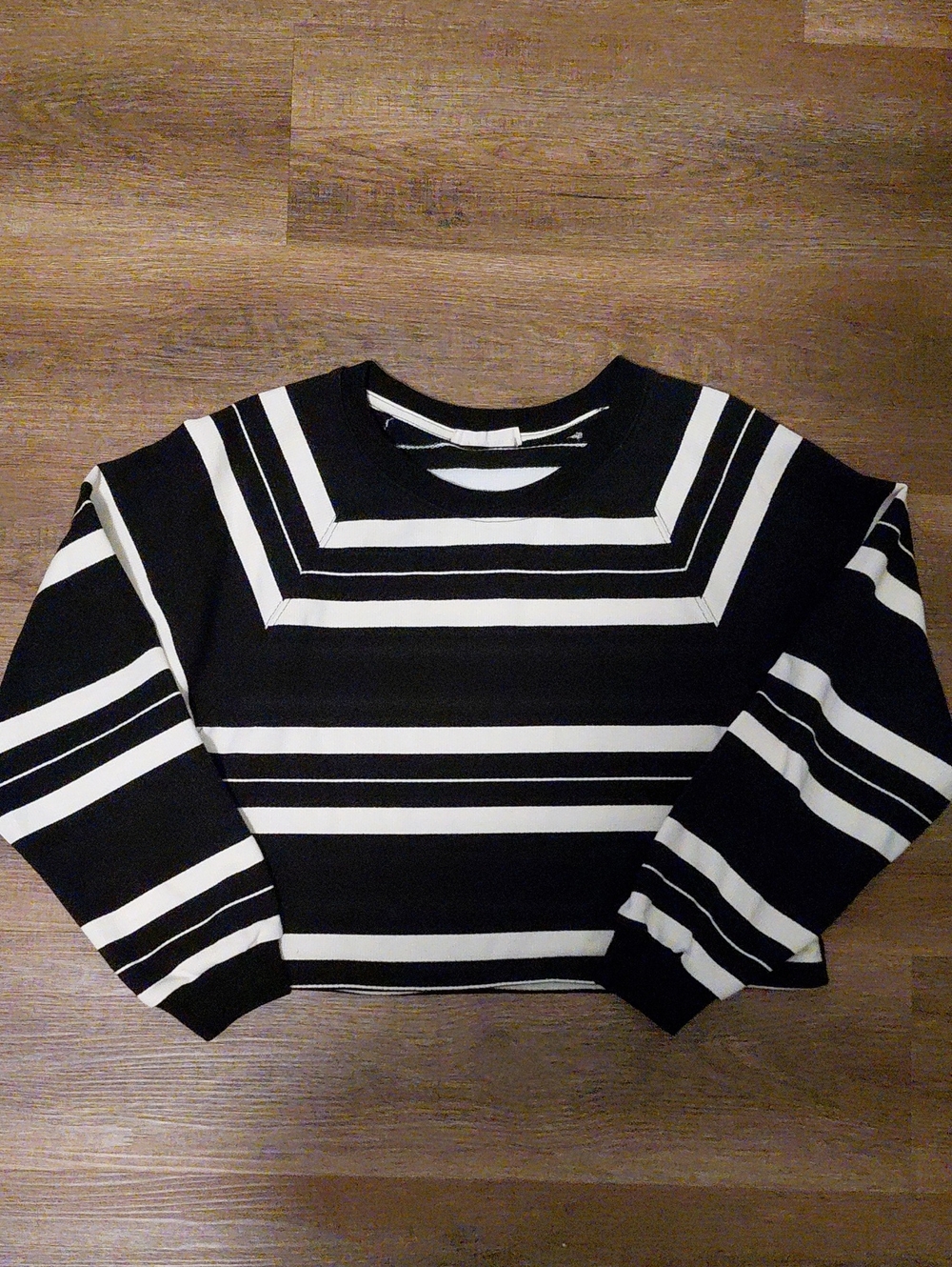 By Together Black and White Striped Crewneck Sweatshirt